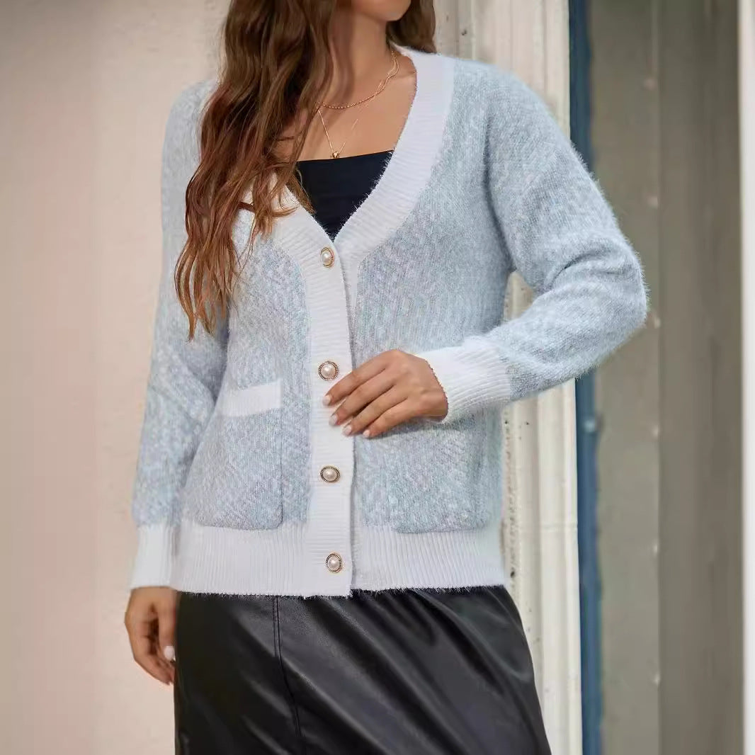 Damen oversized Strickjacke mit praktischen Taschen und stilvollen Knopfdetails EB