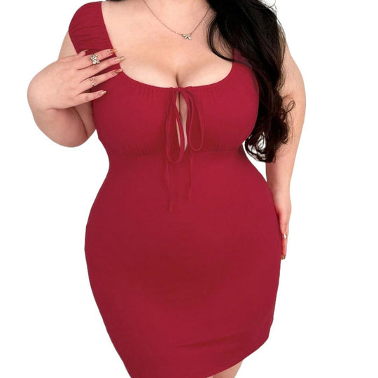 Damen figurbetontes Mini-Kleid mit raffiniertem Schnürdetail EB