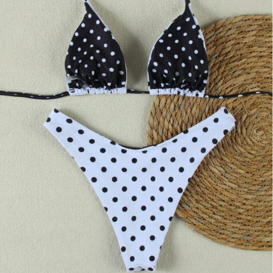 Damen Triangel-Bikini-Set mit modischem Punkte-Design EB