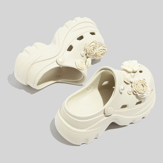 Damen Dekorative Clogs mit floralen Applikationen und rutschfester Sohle EB