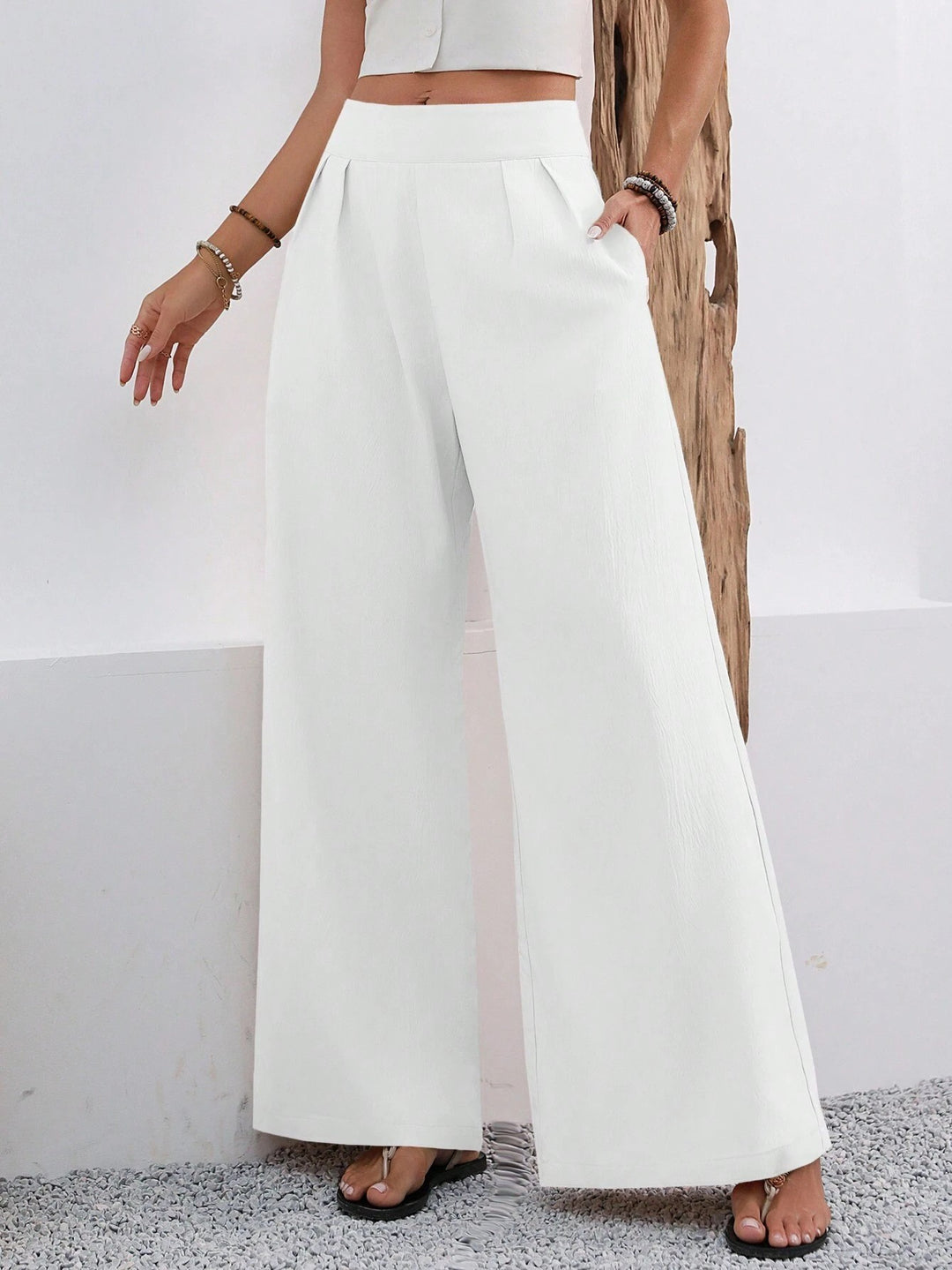 Damen Elegante und weite Bundfaltenhose EB