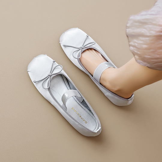 Damen Ballerinas mit elegantem Schnallenverschluss und zartem Schleifendetail EB