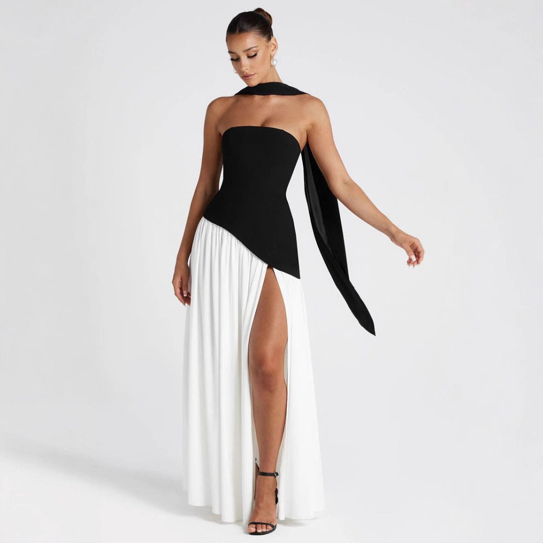 Damen Hochwertiges Abendkleid mit asymmetrischem Schnitt und elegantem Schlitz EB