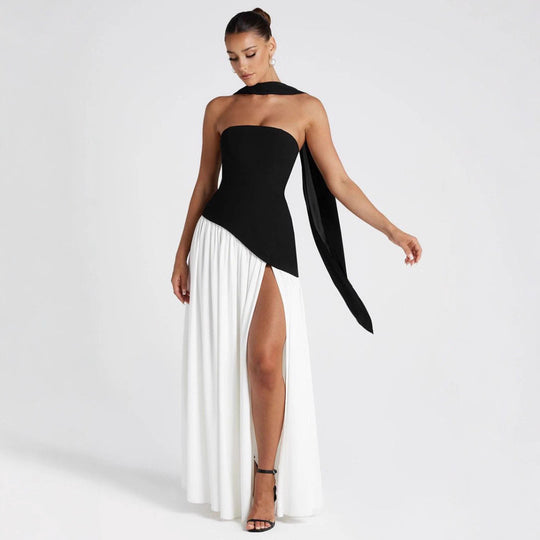 Damen Hochwertiges Abendkleid mit asymmetrischem Schnitt und elegantem Schlitz EB