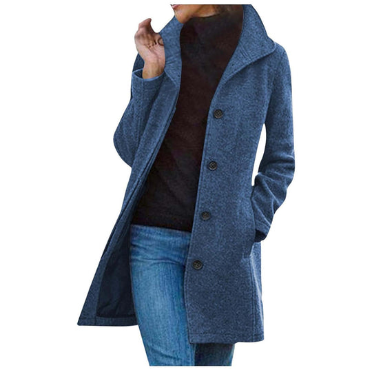 Damen modischer Mantel mit schickem Revers und praktischen Taschen EB
