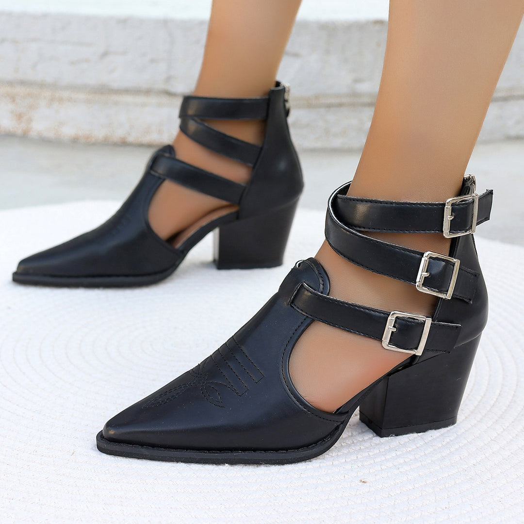 Damen Elegante Schnürsandalen mit blockiertem Absatz EB