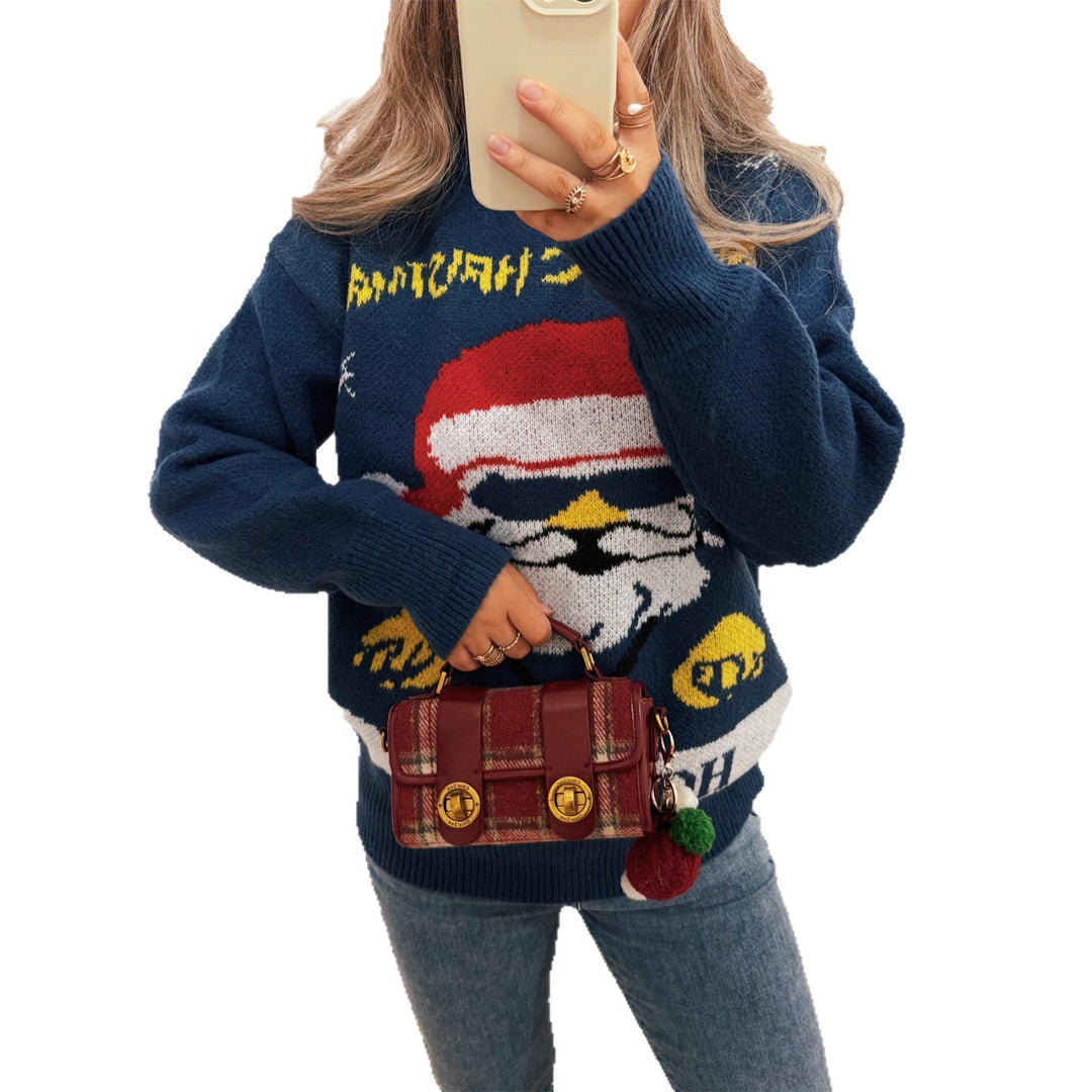Damen festlicher Strickpullover mit Weihnachtsmotiv EB