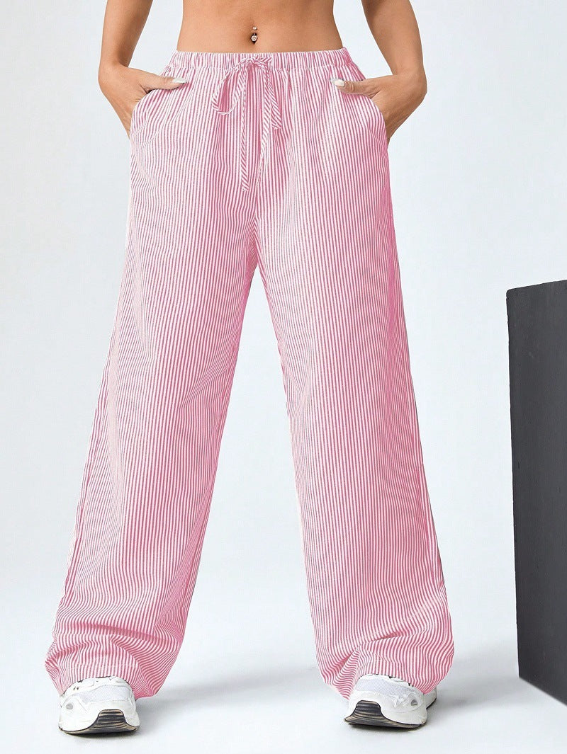 Damen weite Freizeithose mit elastischem Bund und seitlichen Taschen EB