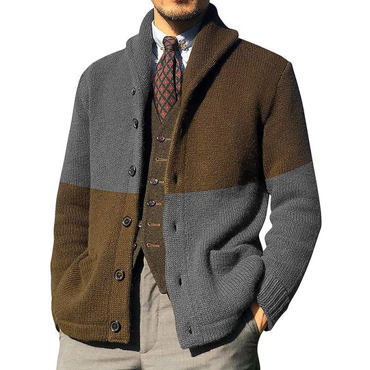 Herren Elegante Strickjacke mit hochgeschlossenem Kragen und Knopfdetails EB