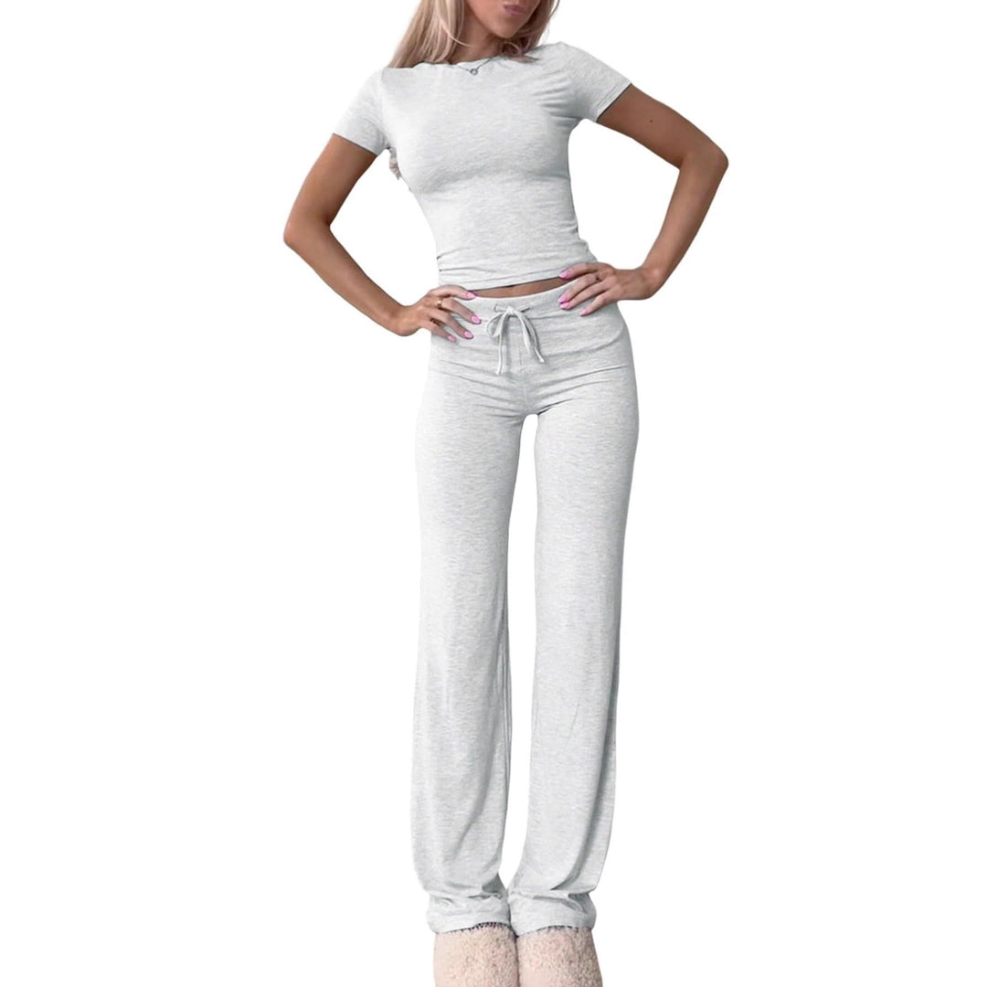 Damen lässiges Lounge-Set mit figurbetontem Oberteil und bequemer Hose EB