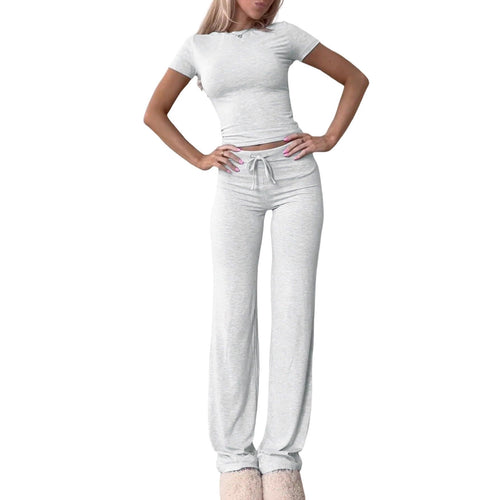 Damen lässiges Lounge-Set mit figurbetontem Oberteil und bequemer Hose EB
