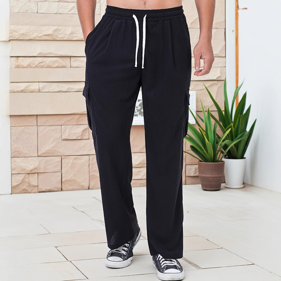 Herren nan Cord-Optik Cargo-Jogger mit Tunnelzug, elastischem Bund und aufgesetzten Klapptaschen EB
