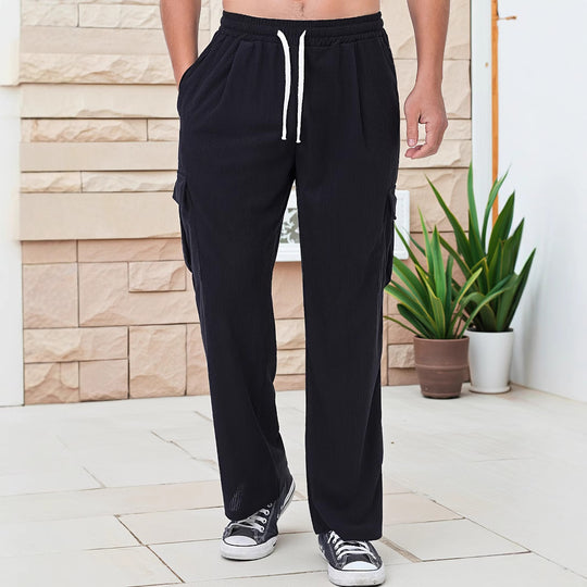 Herren nan Cord-Optik Cargo-Jogger mit Tunnelzug, elastischem Bund und aufgesetzten Klapptaschen EB