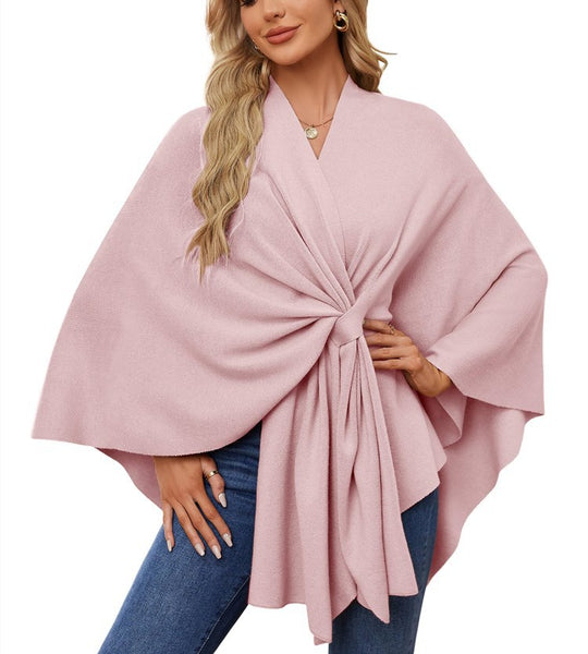 Damen Eleganter Wickelpullover mit asymmetrischem Schnitt EB