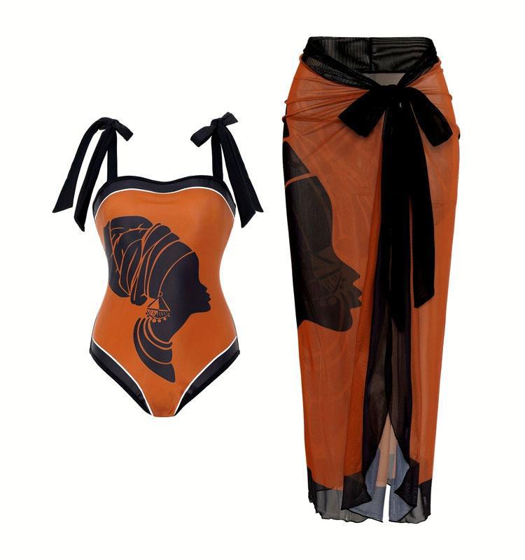 Damen Badeanzug-Set mit transparentem Rock und individuell anpassbaren Trägern EB