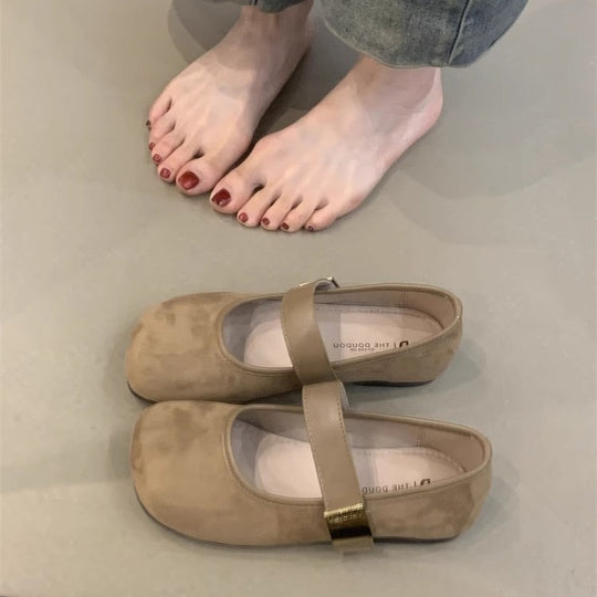 Damen elegante Ballerina-Schuhe mit dekorativem Riemchen und komfortablem Fußbett EB