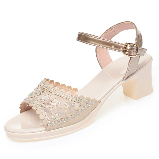 Damen Elegante Pumps mit zartem Spitzen-Design und praktischer Schnalle EB