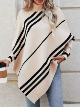 Damen Poncho mit modernen Streifen EB
