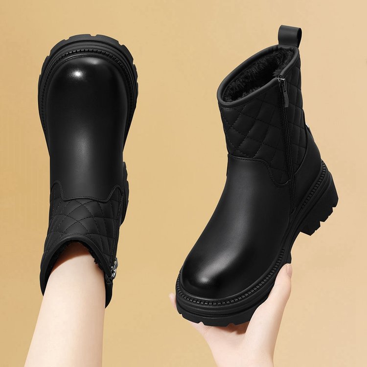 Damen Gefütterte Winterstiefel mit modischem Reißverschluss und rutschfester Sohle EB