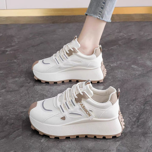 Damen Sportliche Plattform Sneakers mit rutschfester Laufsohle und atmungsaktivem Obermaterial EB