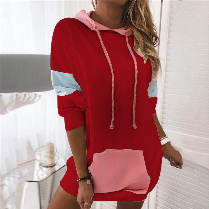 Damen Kapuzenkleid in sportlichem Design mit praktischen Taschen EB