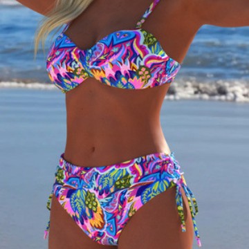Damen Balconette Bikini mit floralem Design und verstellbaren Trägern EB