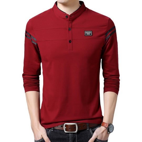 Herren Langarm-Henley-Shirt mit stylischen Kontraststreifen EB