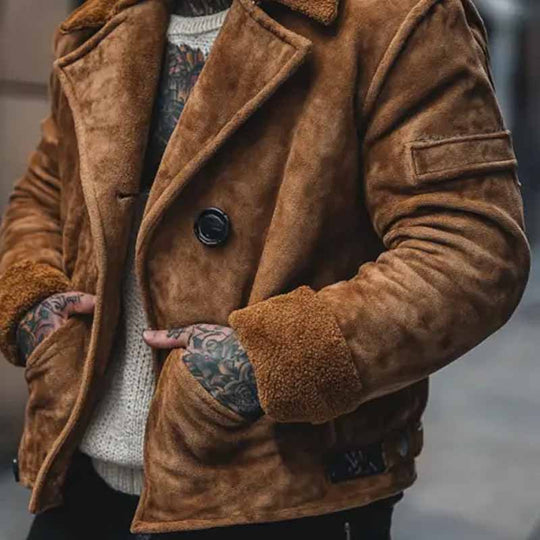Herren lässige Wildlederjacke mit weichem Innenfutter EB