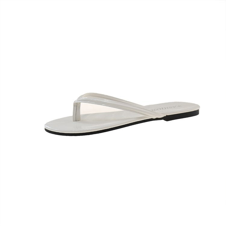 Damen flache Zehentrenner mit transparentem Riemendesign EB
