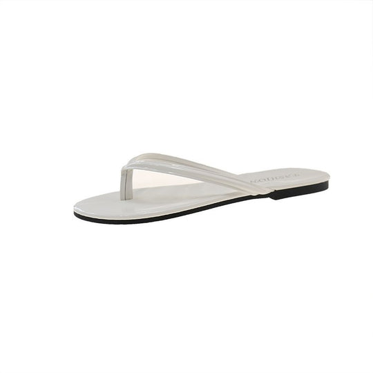 Damen flache Zehentrenner mit transparentem Riemendesign EB