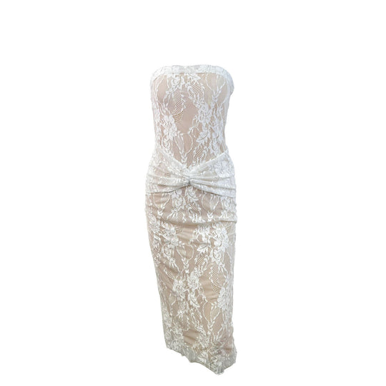 Damen Spitzenkleid mit figurformendem Design und elegantem Knotendetail EB