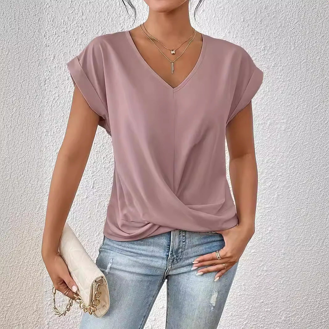EB | Einfarbiges T-Shirt mit V-Ausschnitt