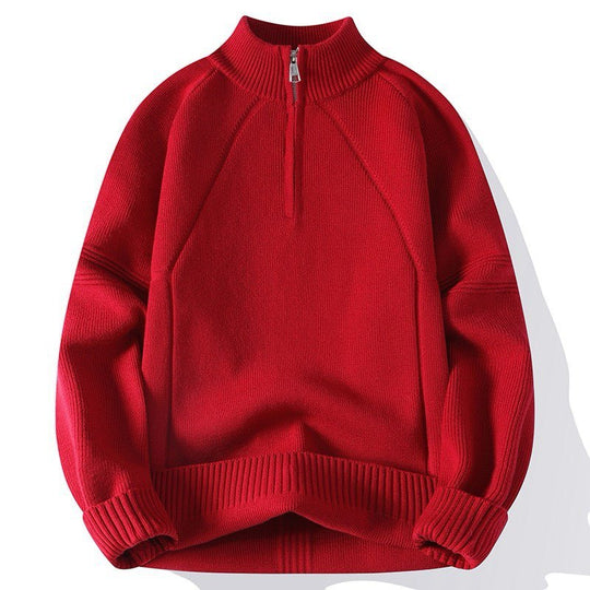 Herren Sportlicher Stehkragenpullover mit Reißverschluss und strukturiertem Design EB