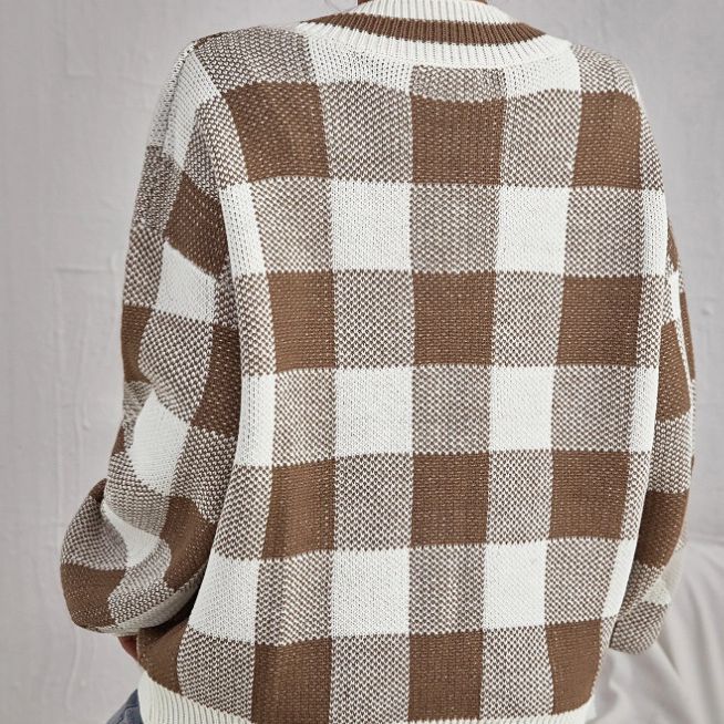 Damen Oversize-Karo-Pullover EB
