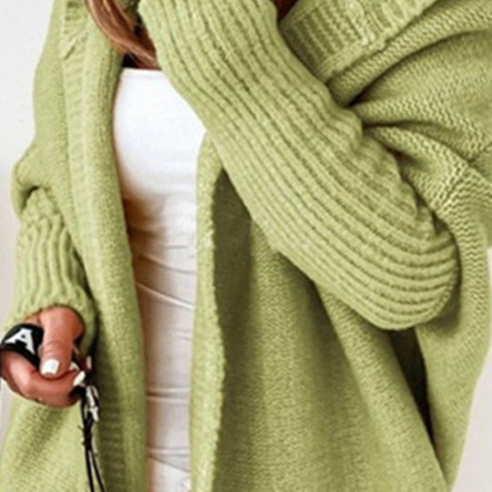 Damen Longline Kapuzen-Strickcardigan mit offener Front EB
