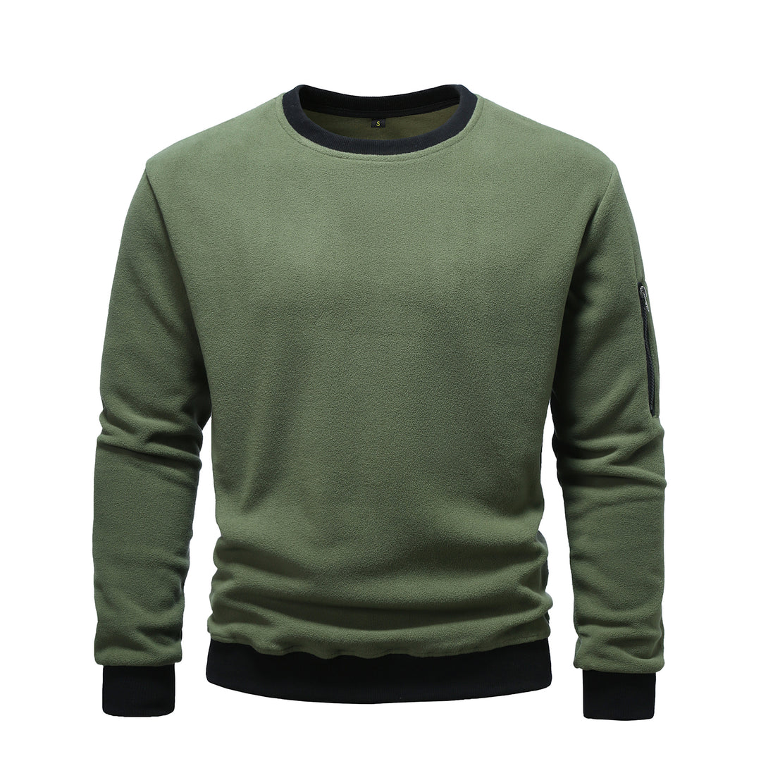 Herren kuscheliger Fleece-Pullover mit Reißverschlusstasche EB