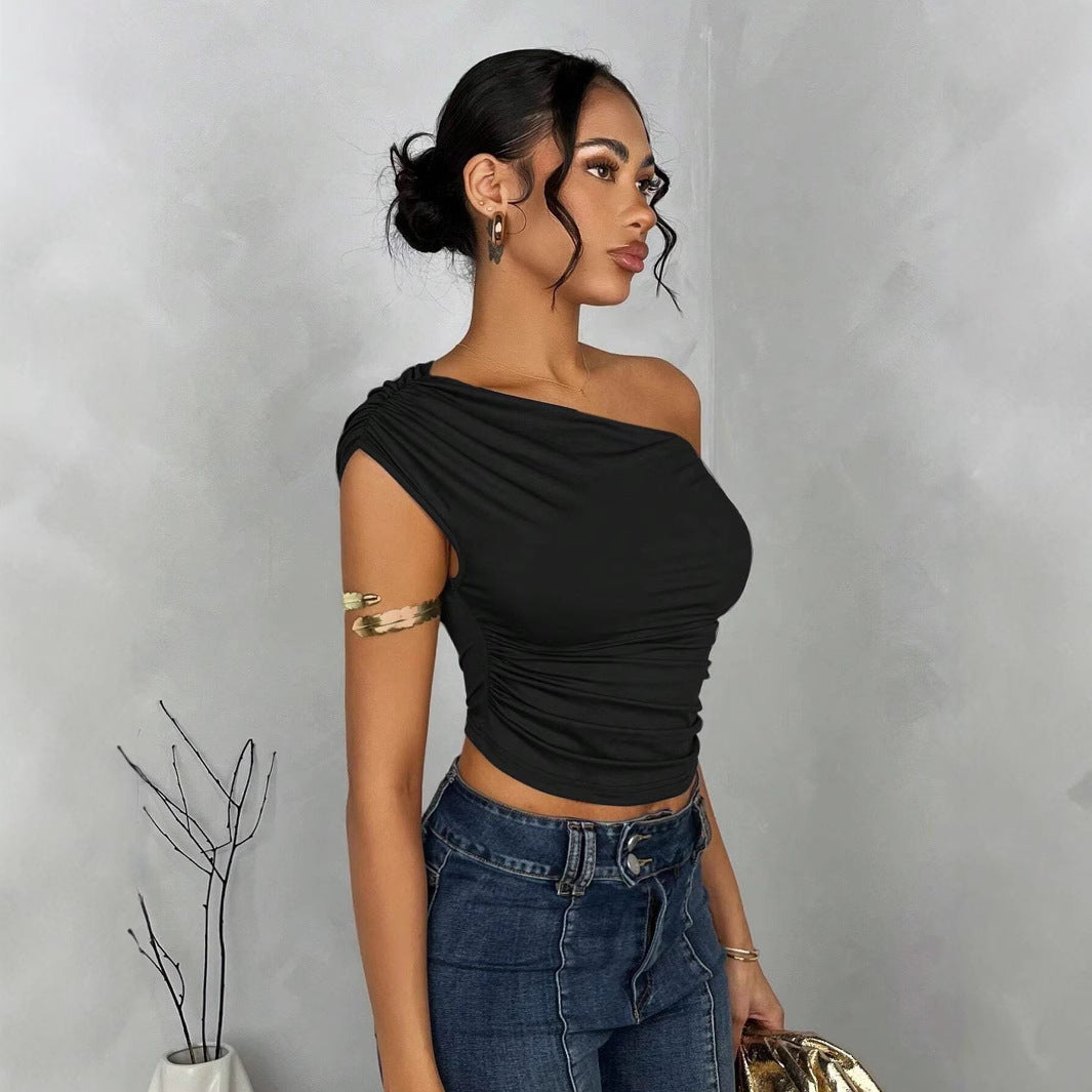 Damen Asymmetrisches Crop-Top mit elegantem Wellendesign und raffiniertem Schnitt EB