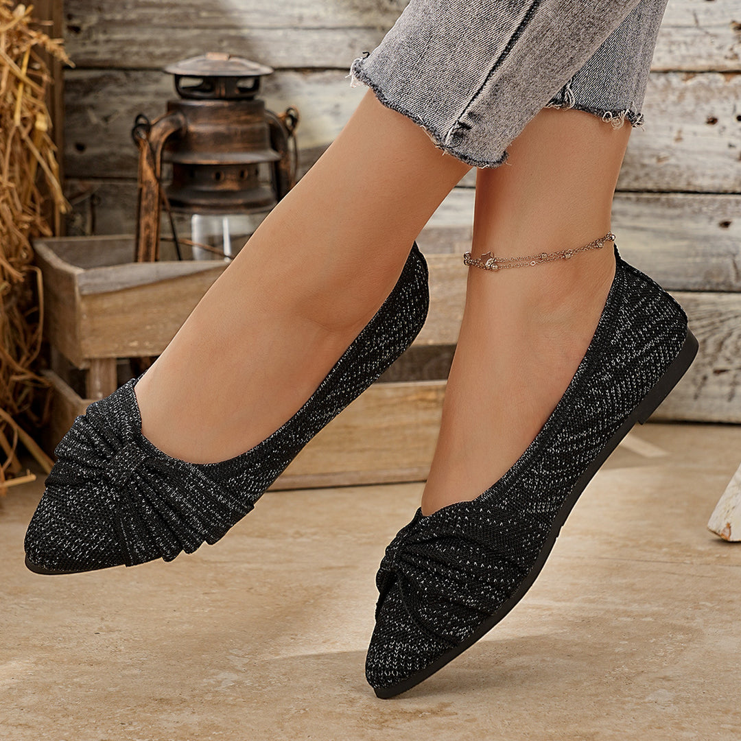 Damen elegante Ballerinas mit dekorativem Schleifenakzent und atmungsaktivem Obermaterial EB