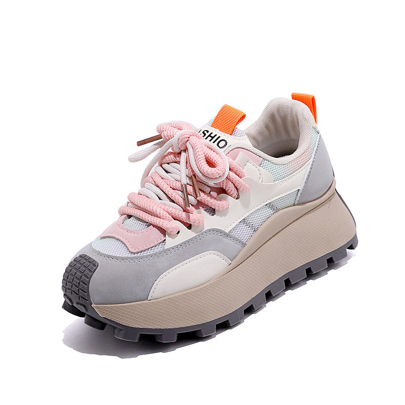 Damen Überdimensionale Plateau Sneakers mit stilvollem Farbverlauf und rutschfester Sohle EB