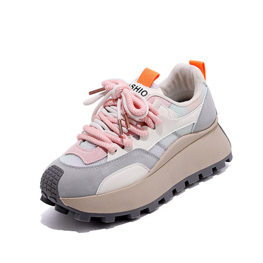 Damen Überdimensionale Plateau Sneakers mit stilvollem Farbverlauf und rutschfester Sohle EB