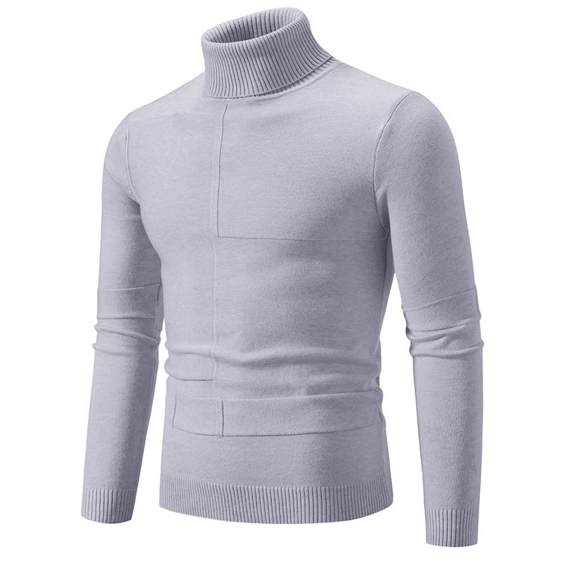 Herren nan feiner Rollkragenpullover mit Strukturnähten, slim-fit und geripptem Bündchen EB