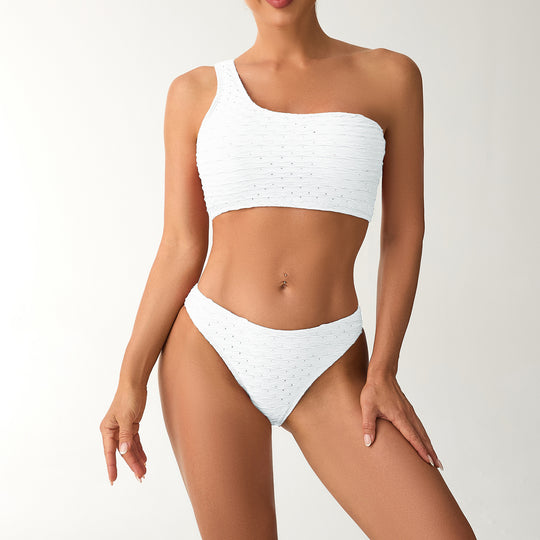 Damen Einseitiges Bikini-Set mit raffiniertem Rüschendesign EB