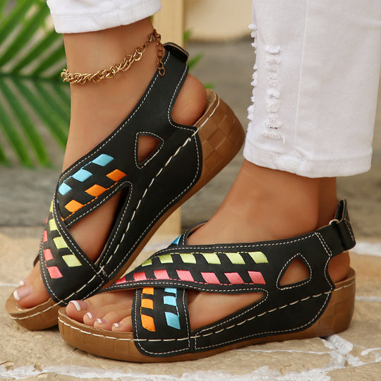 Damen offene Freizeit-Sandalen mit kunstvollem Flechtmuster EB