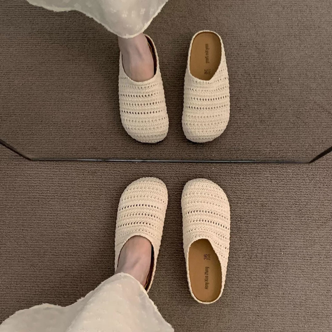 Damen bequeme Slipper aus atmungsaktivem Textilmaterial EB