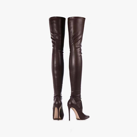 Femme Über-die-Knie Spitzenzehen Stiletto Stiefel EB