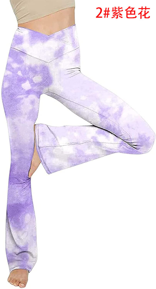 Damen nan taillenhohe Yogahose mit überkreuztem Bund und ausgestelltem Saum mit Schlitz EB