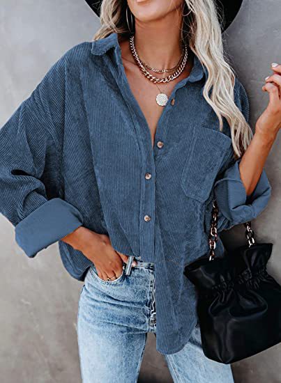 Damen Übergroße Kordbluse EB