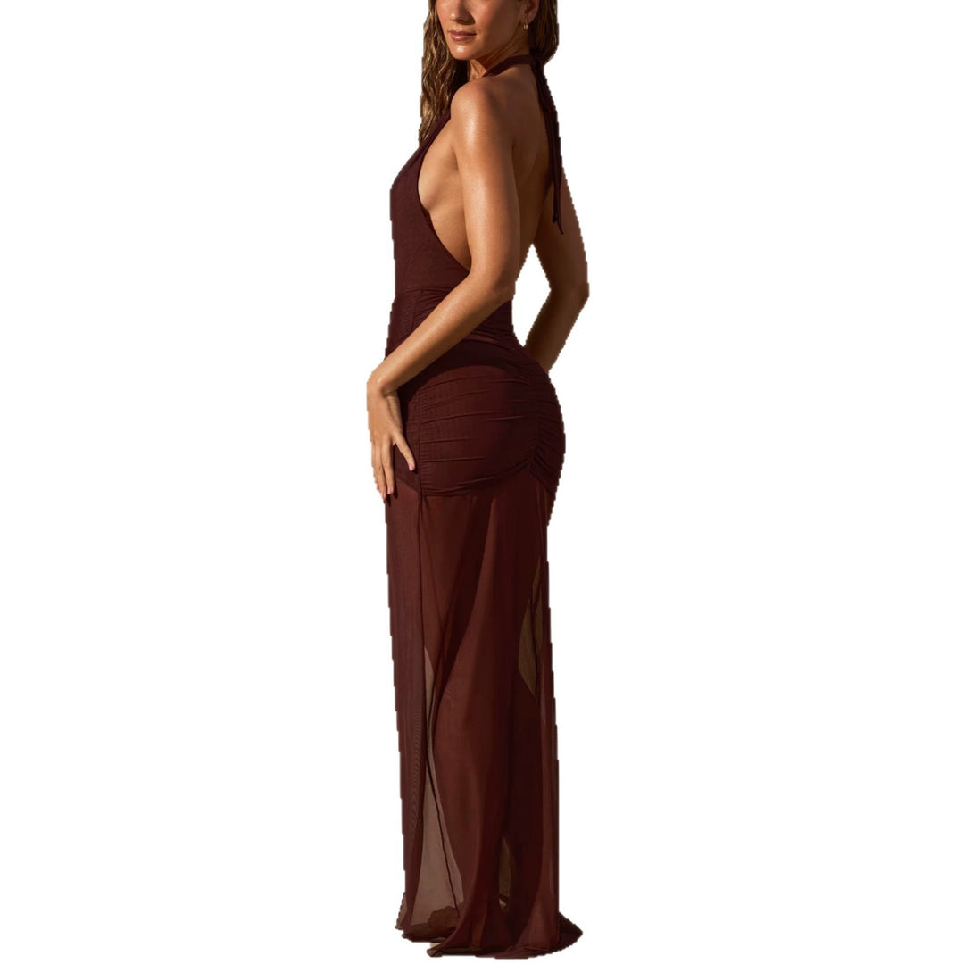 Damen Elegantes Cut-Out Maxikleid mit asymmetrischen Rüschen EB