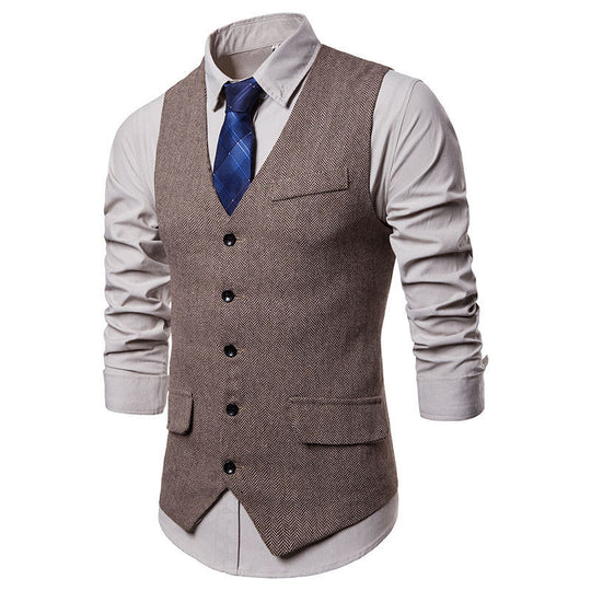 Herren elegante Weste im klassischen Herringbone-Design mit praktischen Taschen EB