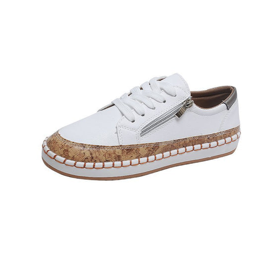Damen florale Plateausneaker mit Korkplateau, seitlichem Reißverschluss und gepolstertem Komfortfußbett EB